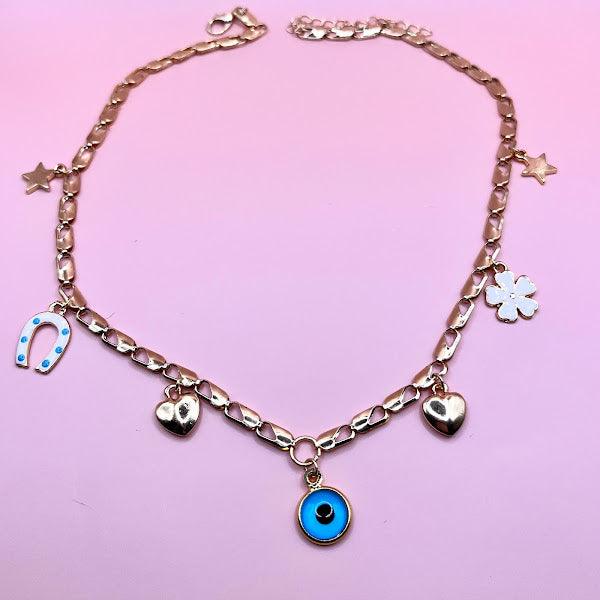 Blue Bead Charm Necklace - melsberry