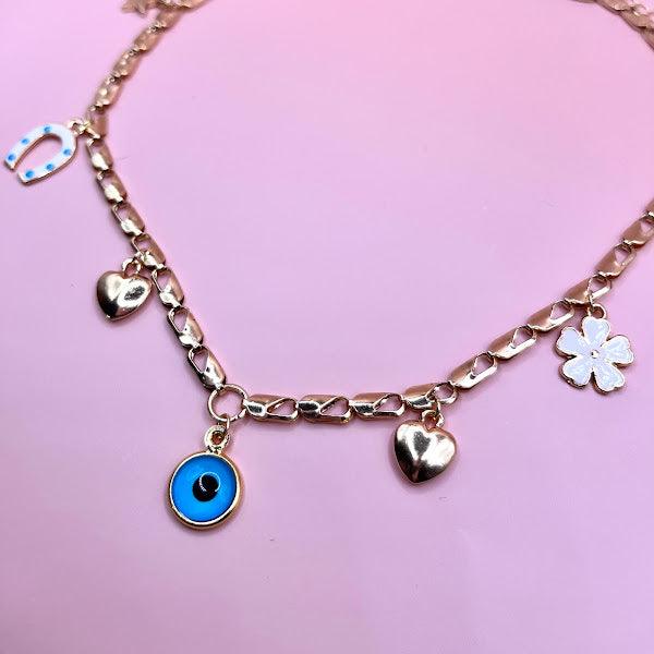 Blue Bead Charm Necklace - melsberry