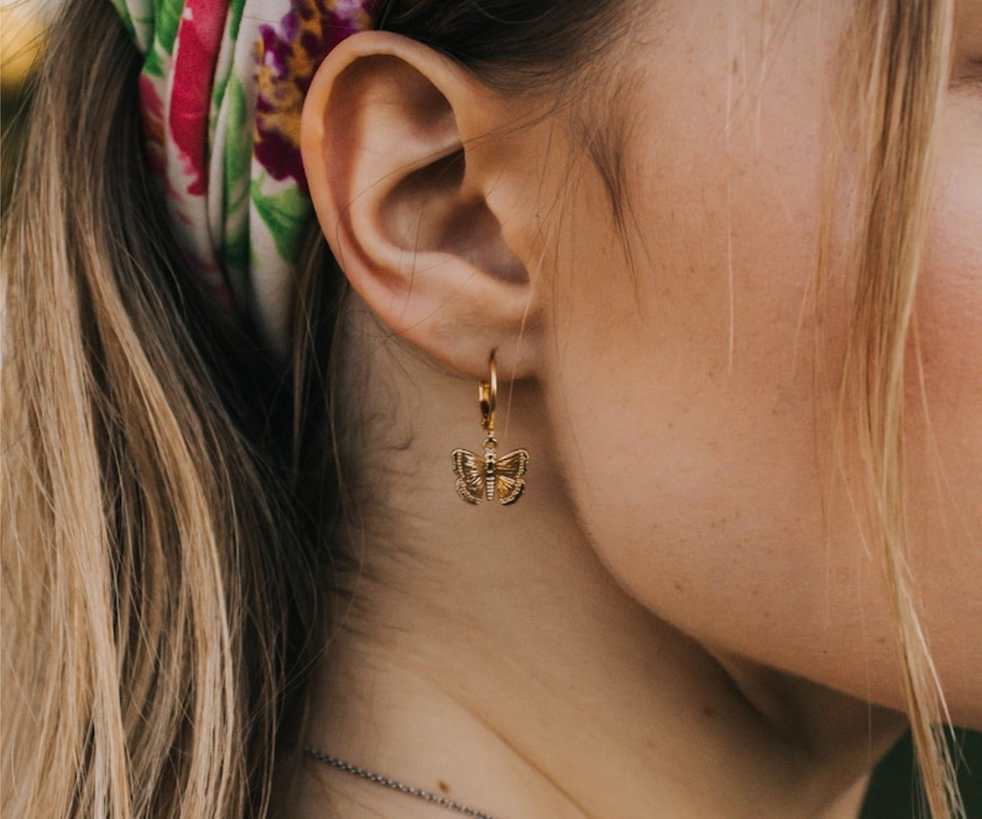 Minimal Butterfly Hoop Earrings