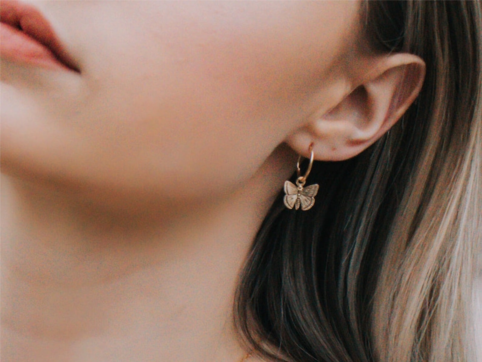 Minimal Butterfly Hoop Earrings