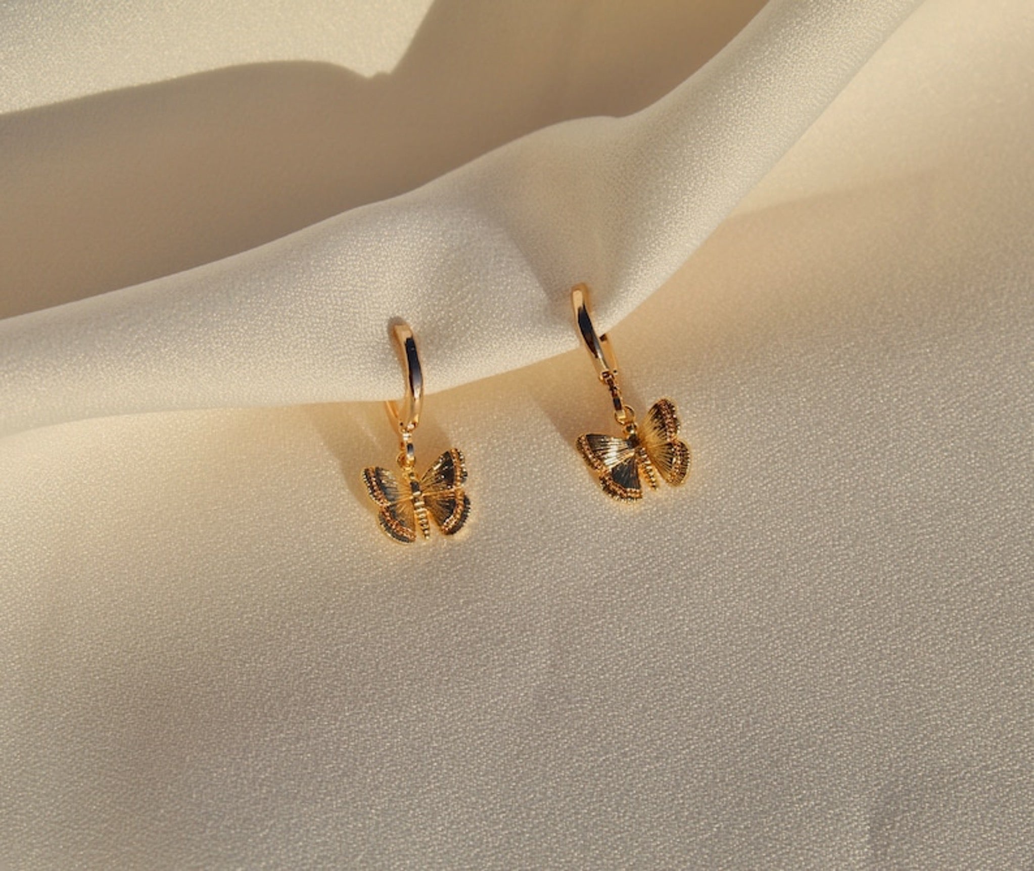 Minimal Butterfly Hoop Earrings