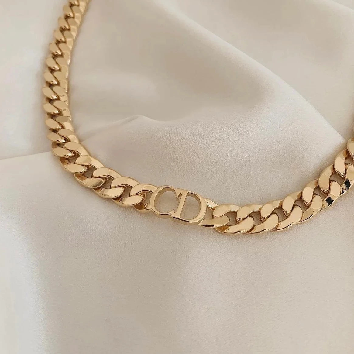Vintage Christian Dior logo pendant necklace, gold tone and paste –  TCTvintage